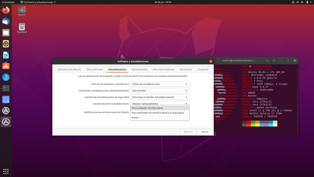 Actualizar Ubuntu 20.04 LTS a Ubuntu 20.10